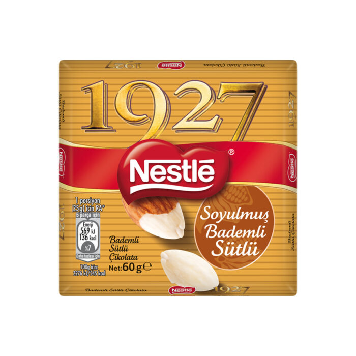 Nestle 1927 Bademli Sütlü Kare Çikolata 60 gr - Görsel 1