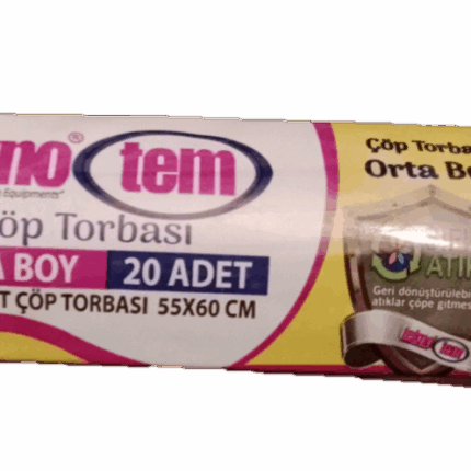 Teknotem Orta Boy Standart Çöp Poşeti Mavi 55X60 20 Adet