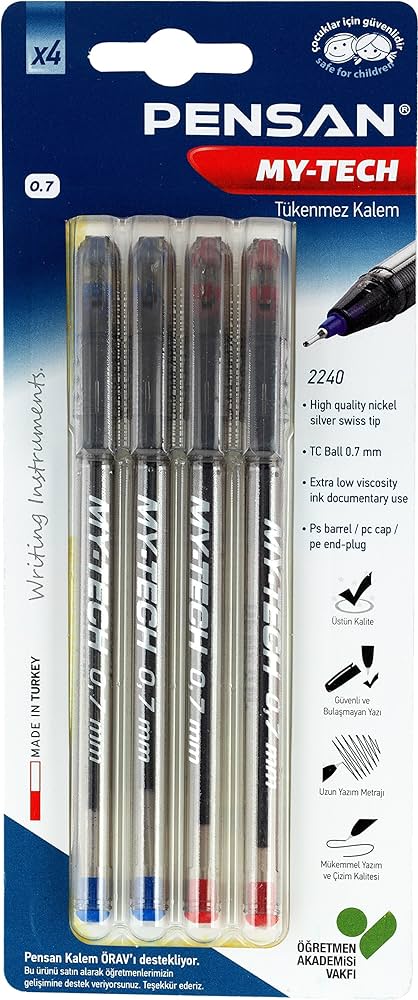 Pensan 2240 My-tech Tükenmez Kalem 0,7 Mm Karışık Renk (4 Lü Set)