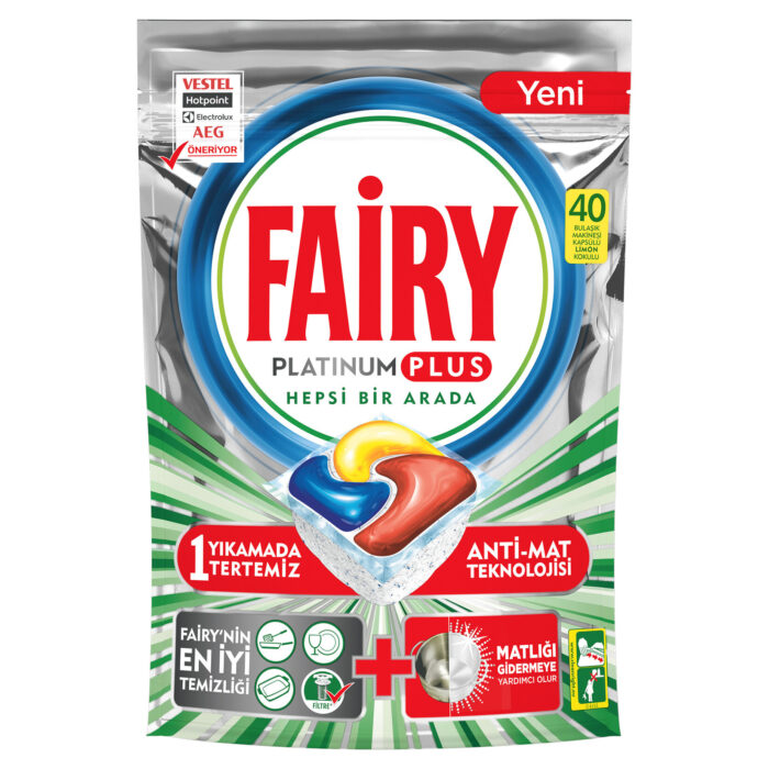 Fairy Platinum Plus Limon Kokulu 40 Tablet - Görsel 1
