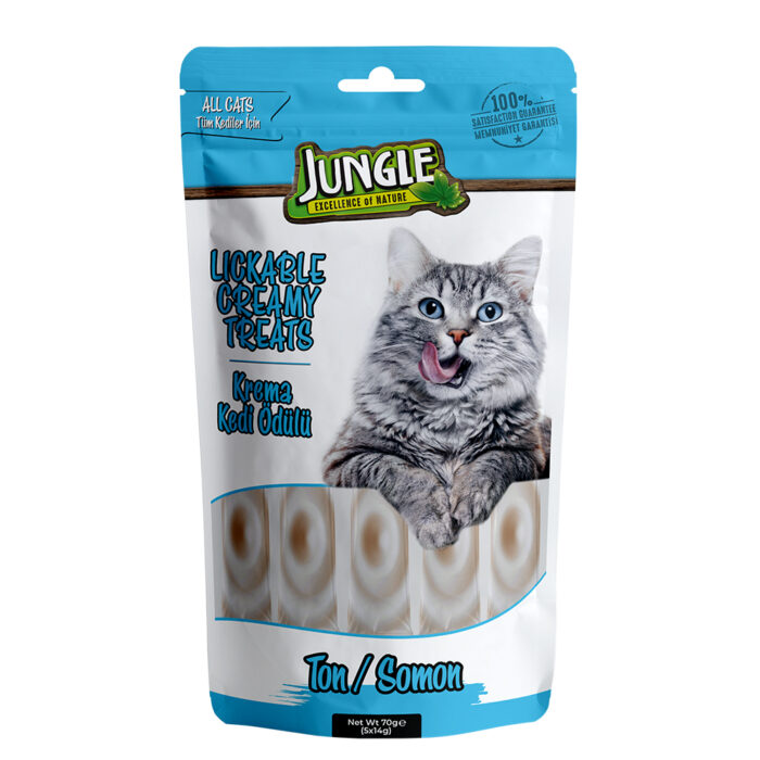 Kedi Ödül Maması Jungle Cream Ton ve Somon Sıvı 5x14 gr - Görsel 1