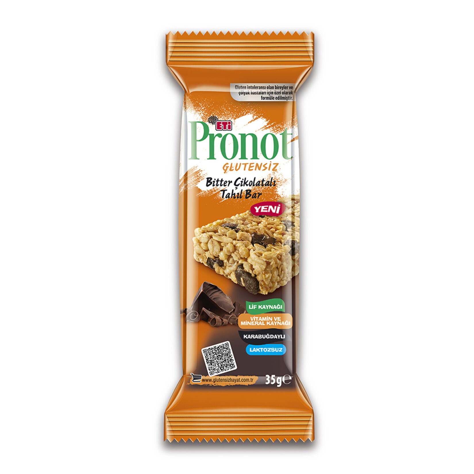 pronot Eti Pronot Glutensiz Bitter Çikolatalı Tahıl Bar 35 gr - Görsel 1