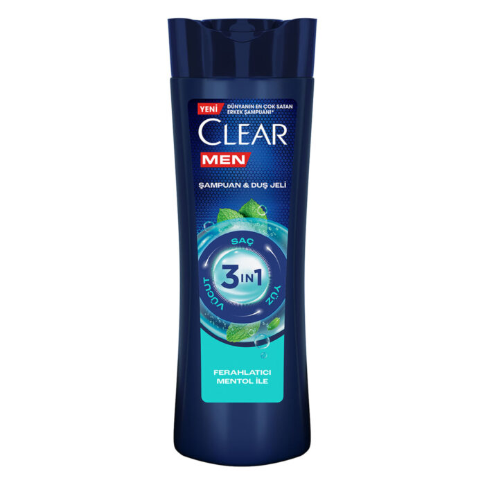 Clear Men 3 in 1 Şampuan Duş Jeli Ferahlatıcı Mentol Etkisi 350 ml - Görsel 1