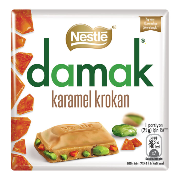 Nestle Damak Antep Fıstıklı Karamel Krokan Kare Çikolata 60 gr - Görsel 1
