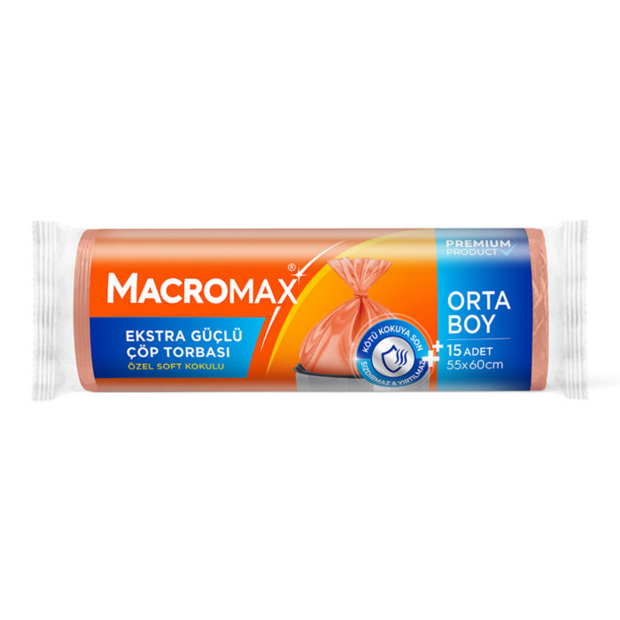 Macromax Extra Güçlü Çöp Torbası Orta Boy 15 li - Görsel 1