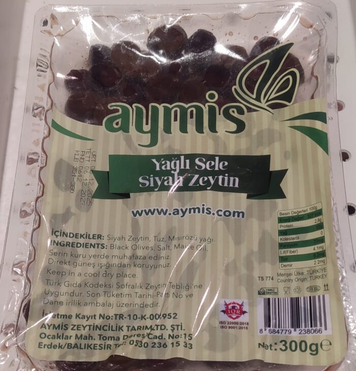 aymis syh zytn Aymis Yağlı Sele Siyah Zeytin 300 gr - Görsel 1