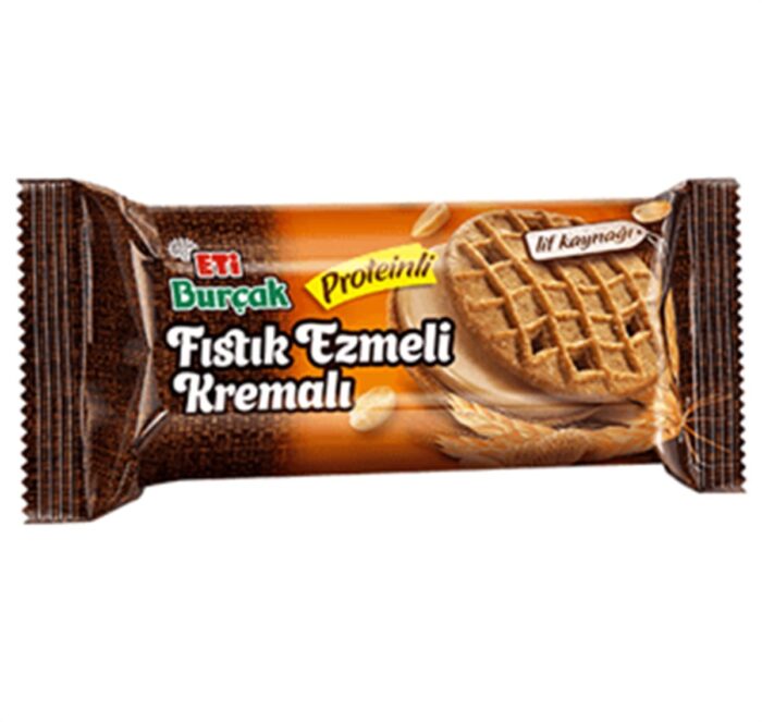 eti fstk ezmeli kremalı 158g Eti Burçak Fıstık Ezmeli Kremalı Bisküvi 158 gr - Görsel 1