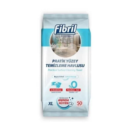 Fibril Yüzey Temizlik Havlusu XL Beyaz Sirkeli Ve Sabun Kokulu 50 Yaprak