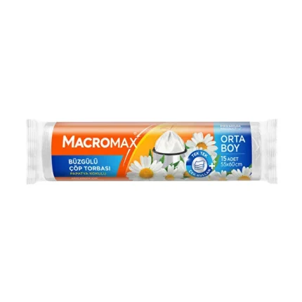 Macromax Papatya Kokulu Büzgülü Çöp Torbası Orta Boy 15 lu