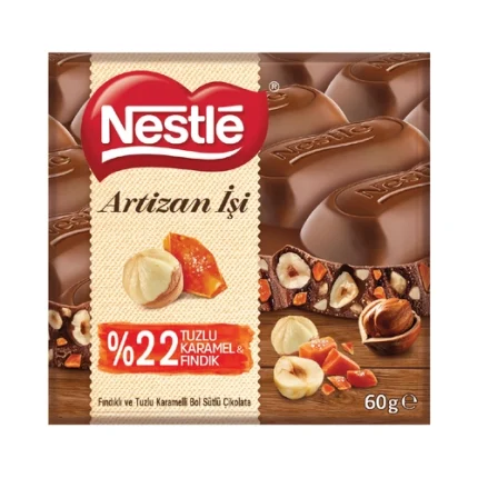 Nestle Artizan İşi Tuzlu Karamel ve Fındıklı Çikolata 60 gr