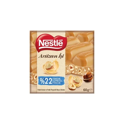 Nestle Artizan İşi Fındıklı ve Fındık Ezmeli Beyaz Çikolata 60 gr