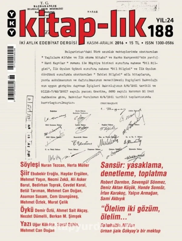 Kitap-Lık Dergisi Sayı 188 / Kaşım - Aralık 2016