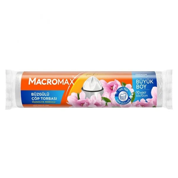 Macromax Manolya Kokulu Büzgülü Çöp Torbası Büyük Boy 10'lu