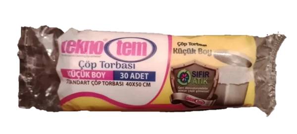 Teknotem Küçük Boy Standart Çöp Poşeti Beyaz 40X50 30 Adet